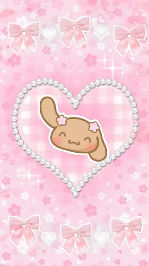 Sanrio Mochain Pearl Hearton Pink Background.jpg Wallpaper