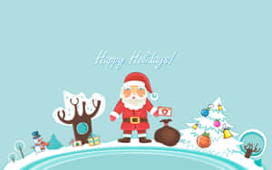 Santa Claus With A Snow Globe And Gifts Wallpaper