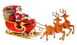 Santa Claus With Reindeer Ready For Take-off Wallpaper