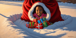 Santa With Child In Snow Wallpaper