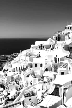 Santorini_ Black_and_ White_ Architecture Wallpaper