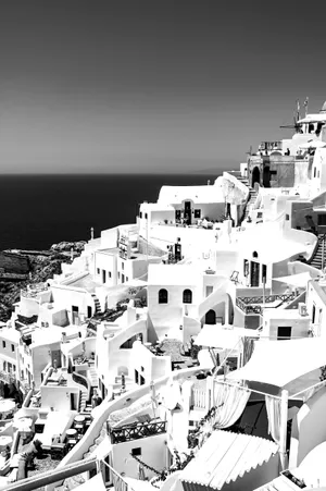 Santorini_ Black_and_ White_ Architecture Wallpaper