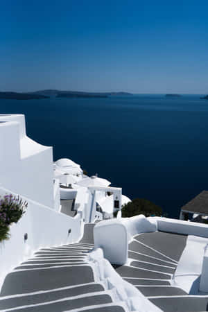 Santorini Blueand White Pathway Wallpaper