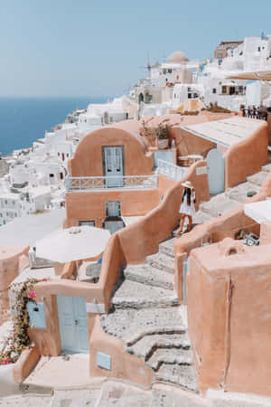 Santorini Summer Stroll Wallpaper