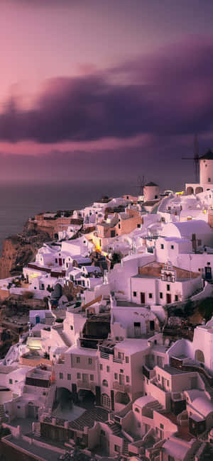 Santorini Sunset Glow Wallpaper