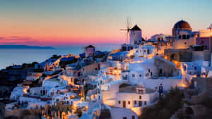 Santorini Sunset Greece Aesthetic Wallpaper