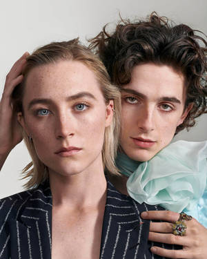 Saoirse Ronan And Timothée Chalamet Photoshoot Wallpaper