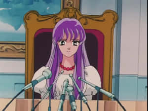 Saori Kido Press Conference Anime Scene Wallpaper