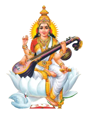 Saraswati Mata Guitar In White Wallpaper