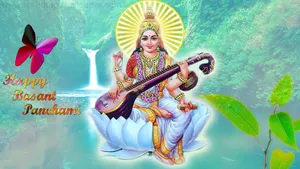 Saraswati Mata In Nature Wallpaper