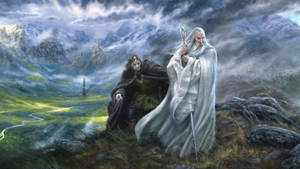 Saruman And Grima Wormtongue In Lord Of The Rings Wallpaper