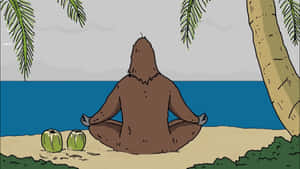 Sassy Sasquatch Meditation Beach Wallpaper