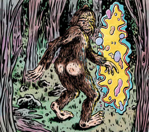 Sassy Sasquatch Psychedelic Forest Wallpaper