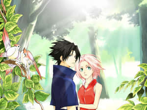Sasuke And Sakura, Two Longtime Friends Destined For Greatness Wallpaper