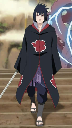 Sasuke Crossing Sword With The Five Kages Wallpaper