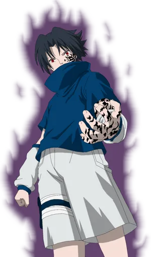 Sasuke Curse With Purple Aura Digital Art Wallpaper