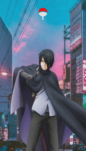 Sasuke Uchihain Cityscape Wallpaper