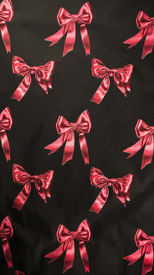 Satin Red Bowson Black Fabric Wallpaper