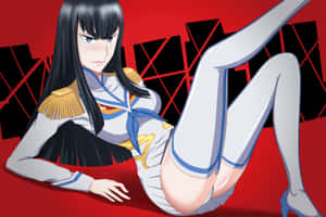 Satsuki Kiryuin Standing In Battle Pose, Ready To Take On Her Enemies. Wallpaper