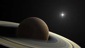 Saturn Silhouette Against Sun Wallpaper