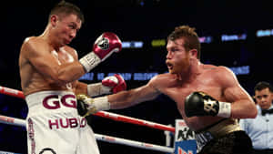 Saul Canelo Alvarez Unleashing A Powerful Punch Wallpaper