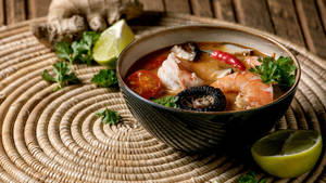 Savory And Spicy Tom Yum Soup From Thailand Wallpaper