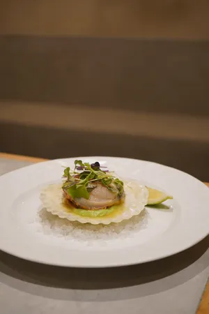 Scallops Dish On Shell On White Plate Wallpaper