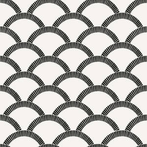 Scallops Pattern Black And White Wallpaper