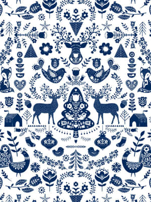 Scandinavian Folk Art Pattern Wallpaper