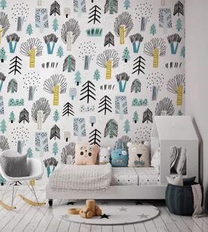 Scandinavian Style Childrens Room Decor Wallpaper