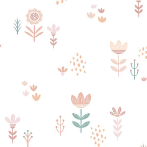 Scandinavian Style Floral Pattern Wallpaper