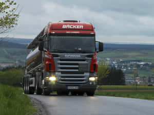 Scania P380 Tanker Truckon Rural Road Wallpaper