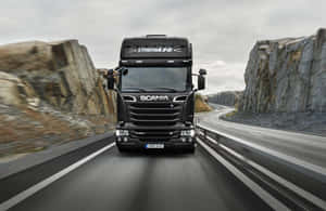 Scania Streamline Truck On Highway Wallpaper