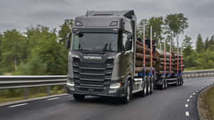 Scania Truck Transporting Timber Wallpaper