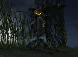 Scarecrows Standing In A Field Of Sunflowers Wallpaper