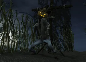 Scarecrows Standing In A Field Of Sunflowers Wallpaper