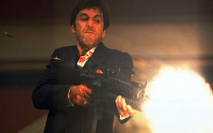 Scarface Firing Gun Wallpaper