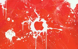 Scarlet Background Cool Mac Logo White Paint Stencil Wallpaper