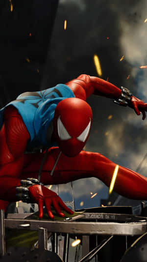 Scarlet Spider Action Pose Wallpaper