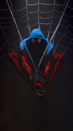 Scarlet_ Spider_ Hanging_ Upside_ Down Wallpaper