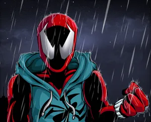 Scarlet_ Spider_in_ Rain Wallpaper