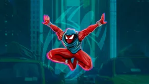 Scarlet Spider Swinging Action Wallpaper