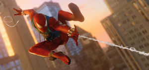 Scarlet_ Spider_ Swinging_ Action Wallpaper