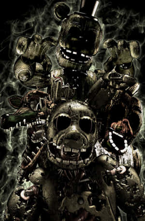 Scary Fnaf - Frightening Animatronics Ready For Action Wallpaper