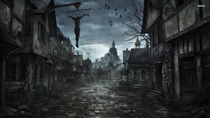 Scary Halloween Abandoned Town Wallpaper