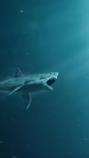 Scary Shark Blue Green Waters Wallpaper