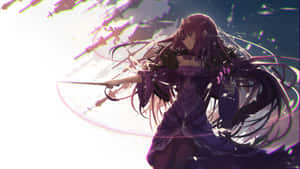 Scathach Skadi Showcasing Her Majestic Presence In An Ethereal Display Of Her Powers. Wallpaper