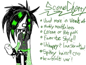 Scene Kid_ Green Black_ Character_ Drawing Wallpaper