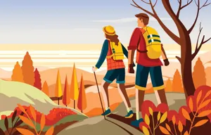 Scenic Autumn Hike Through The Colorful Forest Wallpaper