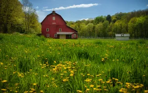 Scenic Fall Barn In The Countryside Wallpaper